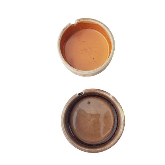 Vintage Ceramic Stackable Ashtrays Adult's MCM Small Brown/Orange Collectible X2 - Picture 4 of 9